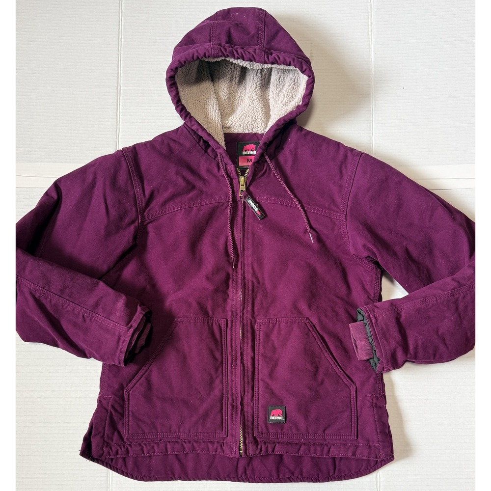 BERNE - Women's Jacket - Purple Hooded Duck Canvas Sherpa Lined WHJ43PLM- Medium